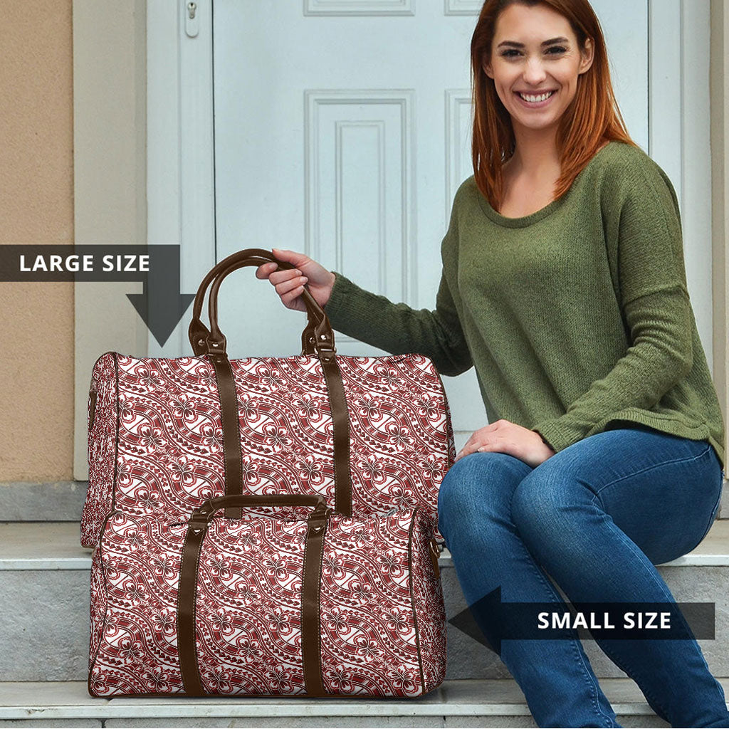 Hibiscus Bloom Island Tribal Waves Travel Bag Red Polynesian Pattern LT01 - Polynesian Pride
