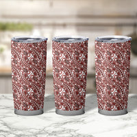 Hibiscus Bloom Island Tribal Waves Tumbler Cup Red Polynesian Pattern LT01 - Polynesian Pride