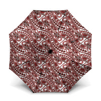 Hibiscus Bloom Island Tribal Waves Umbrella Red Polynesian Pattern