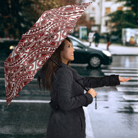 Hibiscus Bloom Island Tribal Waves Umbrella Red Polynesian Pattern