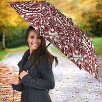 Hibiscus Bloom Island Tribal Waves Umbrella Red Polynesian Pattern