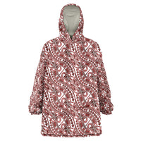 Hibiscus Bloom Island Tribal Waves Wearable Blanket Hoodie Red Polynesian Pattern LT01 One Size Red - Polynesian Pride