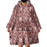 Hibiscus Bloom Island Tribal Waves Wearable Blanket Hoodie Red Polynesian Pattern LT01 - Polynesian Pride