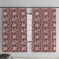 Hibiscus Bloom Island Tribal Waves Window Curtain Red Polynesian Pattern