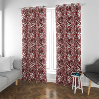 Hibiscus Bloom Island Tribal Waves Window Curtain Red Polynesian Pattern