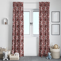 Hibiscus Bloom Island Tribal Waves Window Curtain Red Polynesian Pattern