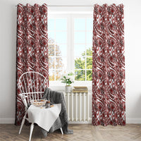 Hibiscus Bloom Island Tribal Waves Window Curtain Red Polynesian Pattern