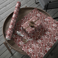 Hibiscus Bloom Island Tribal Waves Wrapping Paper Red Polynesian Pattern