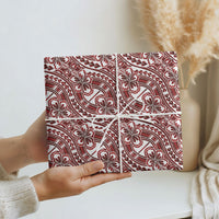 Hibiscus Bloom Island Tribal Waves Wrapping Paper Red Polynesian Pattern