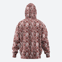 Hibiscus Bloom Island Tribal Waves Zip Hoodie Red Polynesian Pattern