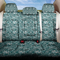 Hibiscus Bloom Island Tribal Waves Back Car Seat Cover Teal Polynesian Pattern