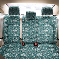 Hibiscus Bloom Island Tribal Waves Back Car Seat Cover Teal Polynesian Pattern
