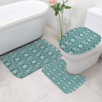 Hibiscus Bloom Island Tribal Waves Bathroom Set Teal Polynesian Pattern