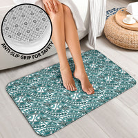 Hibiscus Bloom Island Tribal Waves Bathroom Set Teal Polynesian Pattern