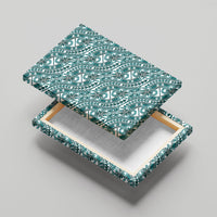 Hibiscus Bloom Island Tribal Waves Canvas Wall Art Teal Polynesian Pattern