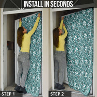 Hibiscus Bloom Island Tribal Waves Door Cover Teal Polynesian Pattern