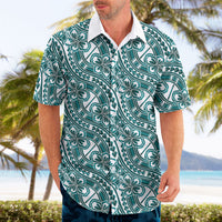 Hibiscus Bloom Island Tribal Waves Hawaiian Shirt Teal Polynesian Pattern LT01 - Polynesian Pride