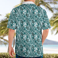 Hibiscus Bloom Island Tribal Waves Hawaiian Shirt Teal Polynesian Pattern LT01 - Polynesian Pride