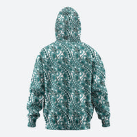 Hibiscus Bloom Island Tribal Waves Hoodie Teal Polynesian Pattern LT01 - Polynesian Pride