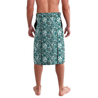 Hibiscus Bloom Island Tribal Waves Lavalava Teal Polynesian Pattern