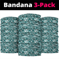 Hibiscus Bloom Island Tribal Waves Neck Gaiter Teal Polynesian Pattern