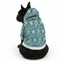 Hibiscus Bloom Island Tribal Waves Pet Hoodie Teal Polynesian Pattern