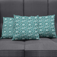 Hibiscus Bloom Island Tribal Waves Pillow Cover Teal Polynesian Pattern