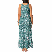 Hibiscus Bloom Island Tribal Waves Tank Maxi Dress Teal Polynesian Pattern LT01 - Polynesian Pride