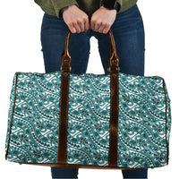 Hibiscus Bloom Island Tribal Waves Travel Bag Teal Polynesian Pattern