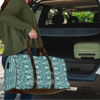 Hibiscus Bloom Island Tribal Waves Travel Bag Teal Polynesian Pattern