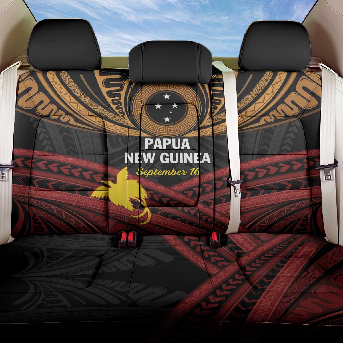 Papua New Guinea Bird of Paradise Back Car Seat Cover 16 September 1975 Independence Day Anniversary LT01 One Size Black - Polynesian Pride