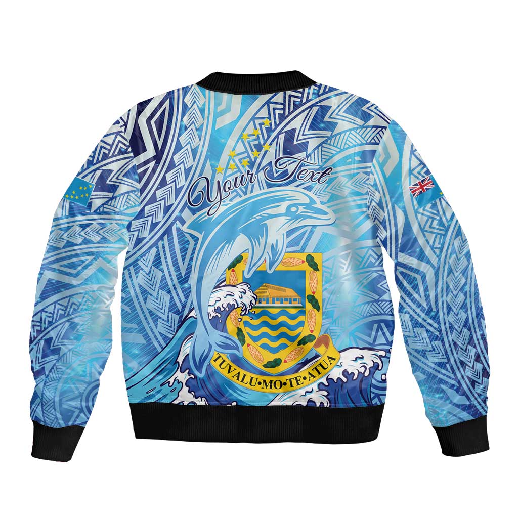 Tuvalu mo te Atua Bomber Jacket Tuvalu Dolphin Polynesian Pattern LT01 - Polynesian Pride