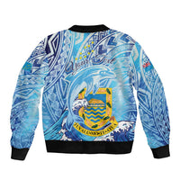 Tuvalu mo te Atua Bomber Jacket Tuvalu Dolphin Polynesian Pattern LT01 - Polynesian Pride