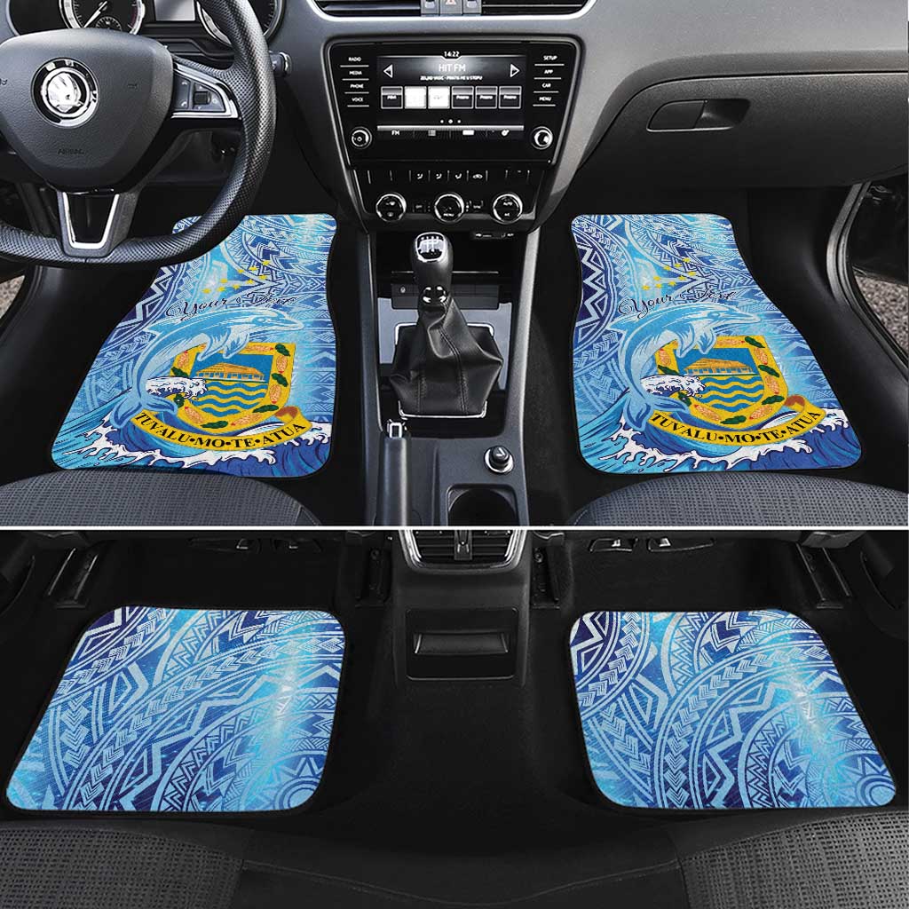 Tuvalu mo te Atua Car Mats Tuvalu Dolphin Polynesian Pattern LT01 Set 4pcs Blue - Polynesian Pride
