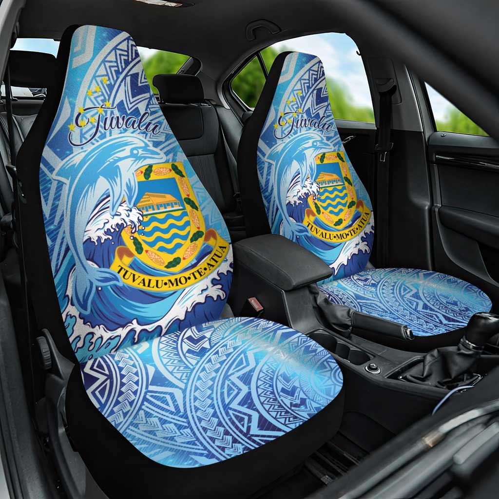 Tuvalu mo te Atua Car Seat Cover Tuvalu Dolphin Polynesian Pattern LT01 One Size Blue - Polynesian Pride