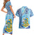 Tuvalu mo te Atua Couples Matching Short Sleeve Bodycon Dress and Hawaiian Shirt Tuvalu Dolphin Polynesian Pattern