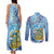 Tuvalu mo te Atua Couples Matching Tank Maxi Dress and Long Sleeve Button Shirt Tuvalu Dolphin Polynesian Pattern