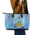 Tuvalu mo te Atua Leather Tote Bag Tuvalu Dolphin Polynesian Pattern