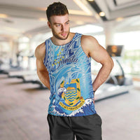 Tuvalu mo te Atua Men Tank Top Tuvalu Dolphin Polynesian Pattern LT01 Blue - Polynesian Pride