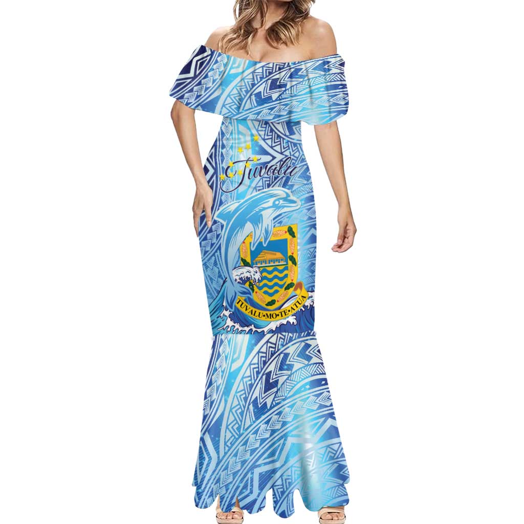 Tuvalu mo te Atua Mermaid Dress Tuvalu Dolphin Polynesian Pattern LT01 - Polynesian Pride