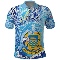 Tuvalu mo te Atua Polo Shirt Tuvalu Dolphin Polynesian Pattern LT01 Blue - Polynesian Pride