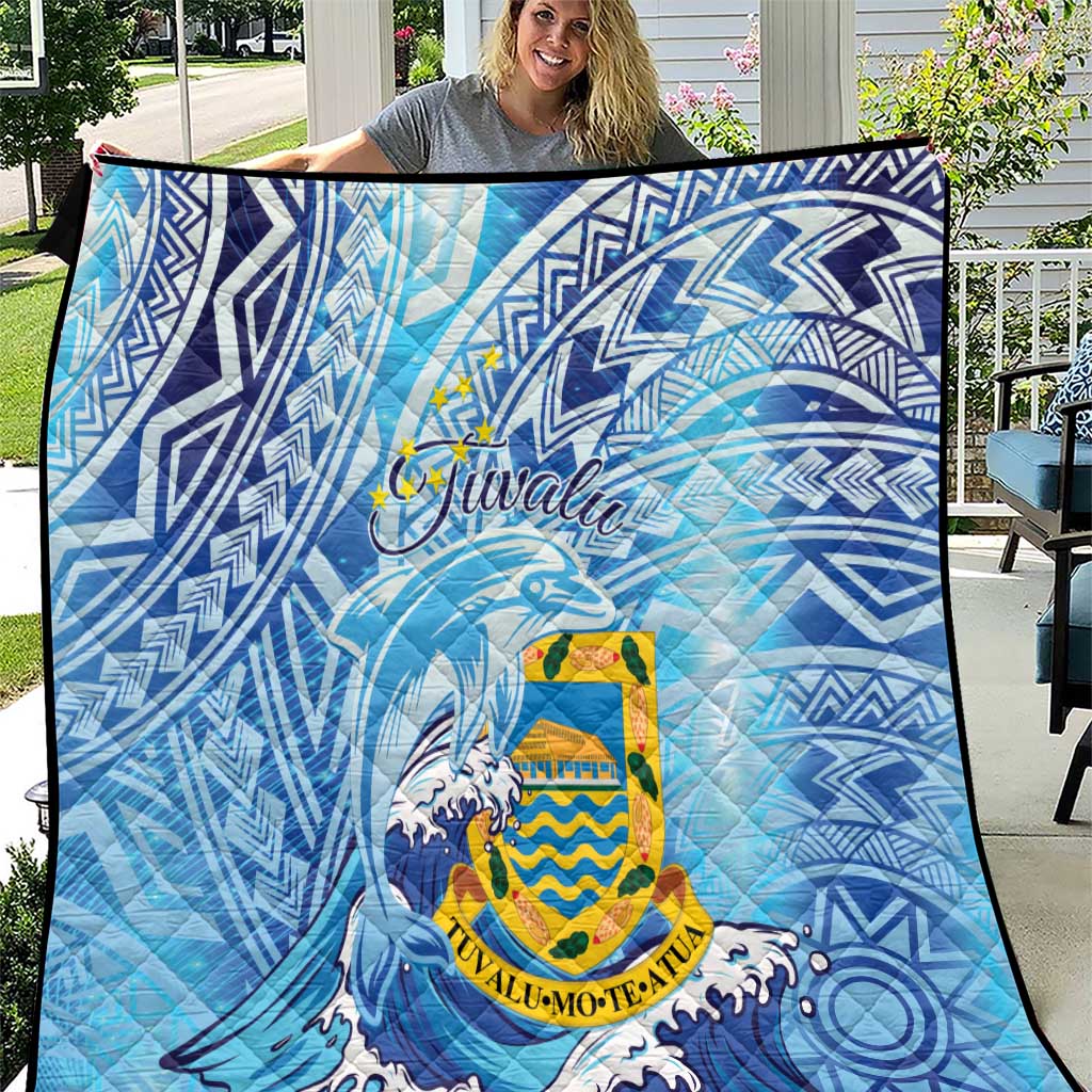 Tuvalu mo te Atua Quilt Tuvalu Dolphin Polynesian Pattern LT01 Blue - Polynesian Pride
