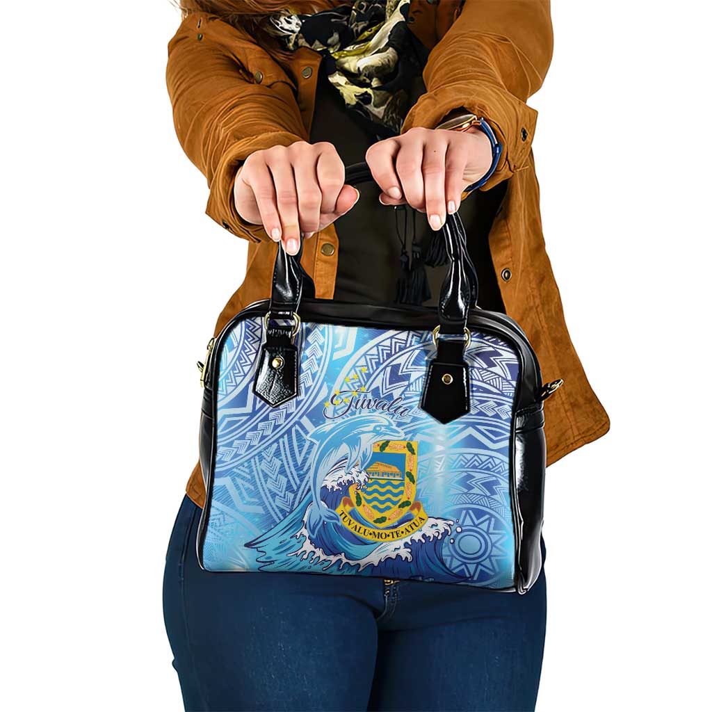 Tuvalu mo te Atua Shoulder Handbag Tuvalu Dolphin Polynesian Pattern