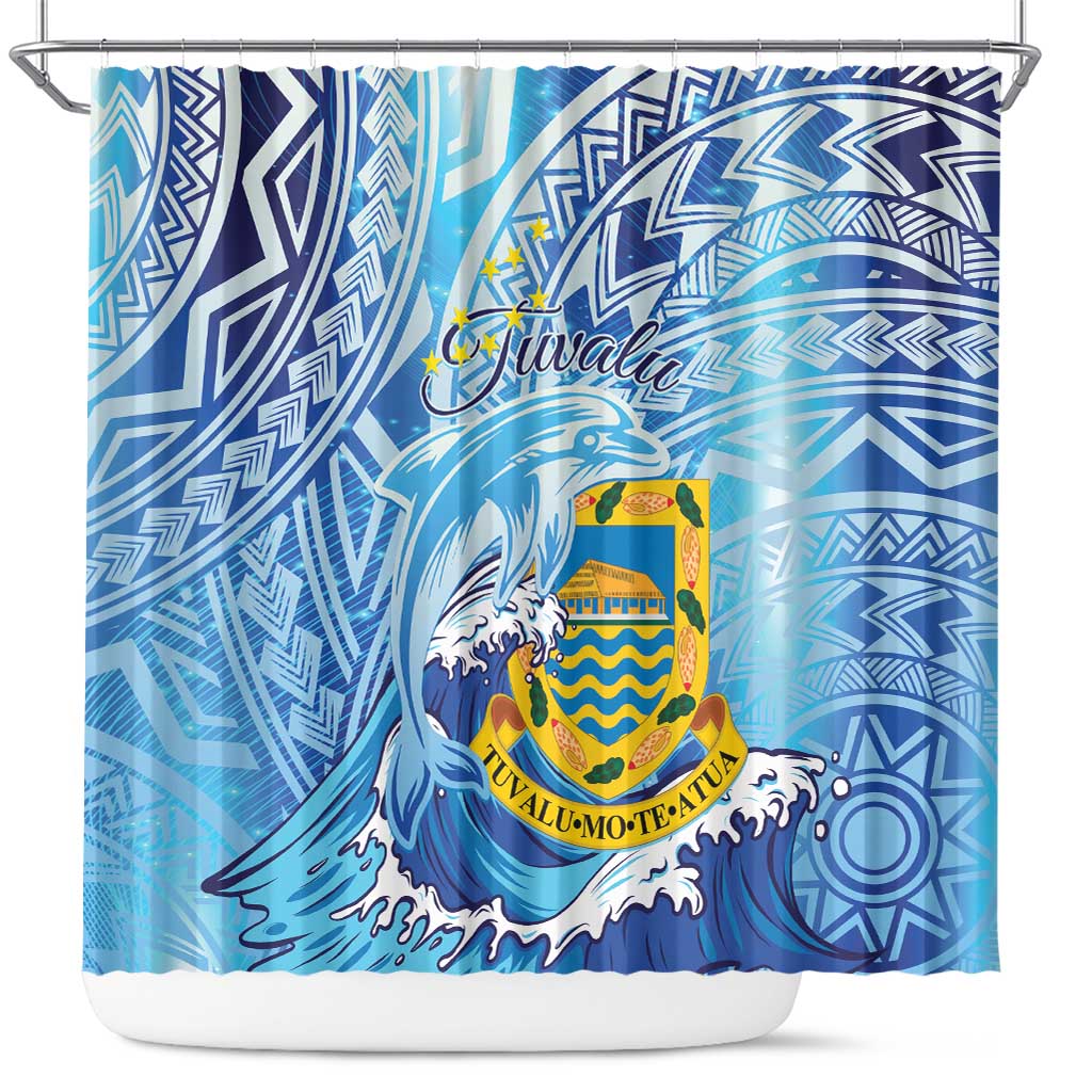 Tuvalu mo te Atua Shower Curtain Tuvalu Dolphin Polynesian Pattern