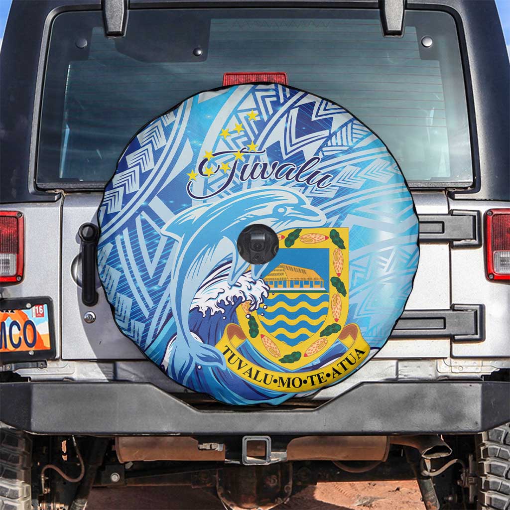 Tuvalu mo te Atua Spare Tire Cover Tuvalu Dolphin Polynesian Pattern