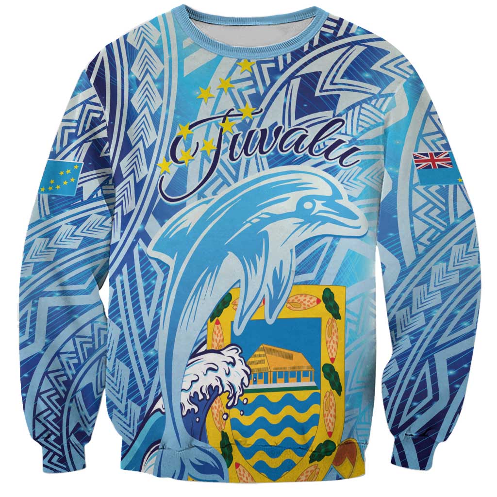 Tuvalu mo te Atua Sweatshirt Tuvalu Dolphin Polynesian Pattern LT01 Unisex Blue - Polynesian Pride