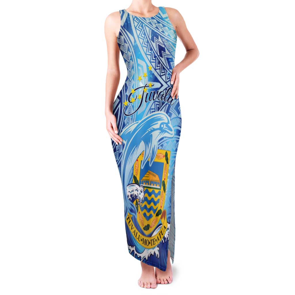 Tuvalu mo te Atua Tank Maxi Dress Tuvalu Dolphin Polynesian Pattern