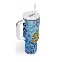 Tuvalu mo te Atua Tumbler With Handle Tuuvalu Dolphin Polynesian Pattern LT01 - Polynesian Pride
