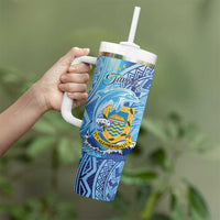 Tuvalu mo te Atua Tumbler With Handle Tuuvalu Dolphin Polynesian Pattern LT01 - Polynesian Pride