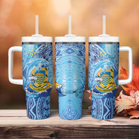Tuvalu mo te Atua Tumbler With Handle Tuuvalu Dolphin Polynesian Pattern LT01 - Polynesian Pride